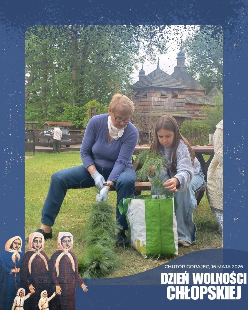 Plecenie wieńców podczas Dnia Wolności Chłopskiej w Gorajcu