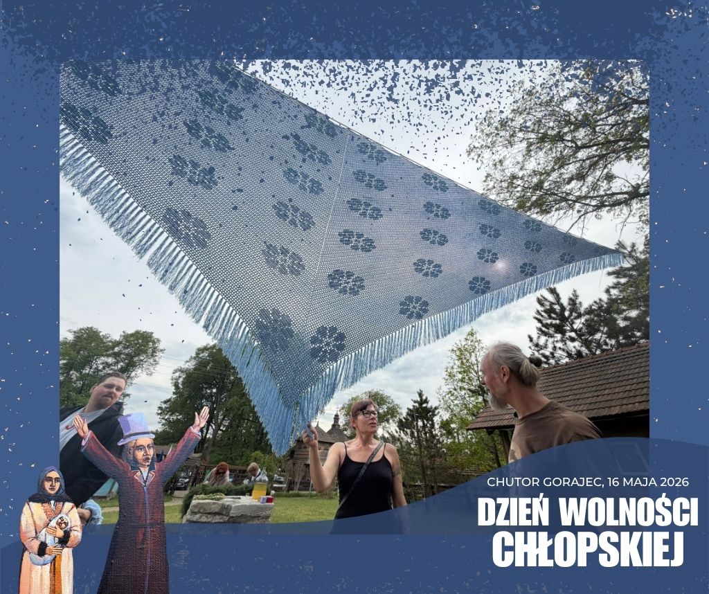 Tradycyjna chusta prezentowana podczas Dnia Wolności Chłopskiej